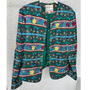 Safe Silk by Adrianna Papell Vintage Designer Silk Jacket - Size 14 Petite